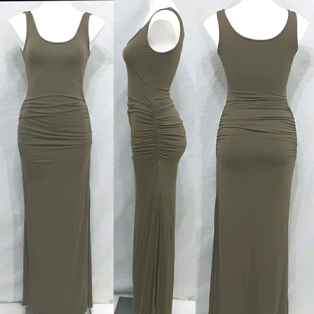 PattyBoutik Ruched Sleeveless Maxi Dress Small